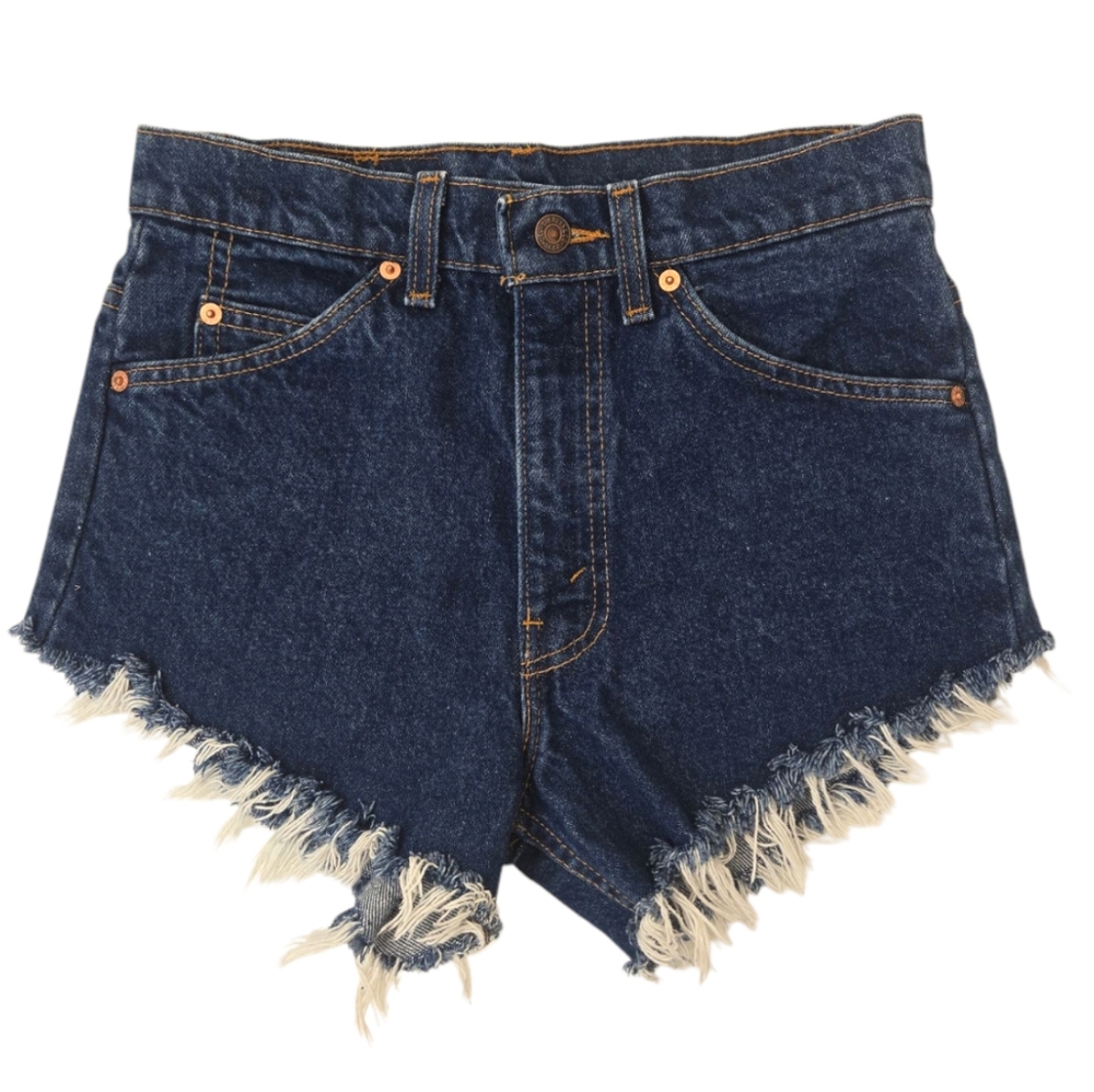 Levis Orange Tab Vintage Denim Frayed Hem Women's Jean Shorts SZ 28